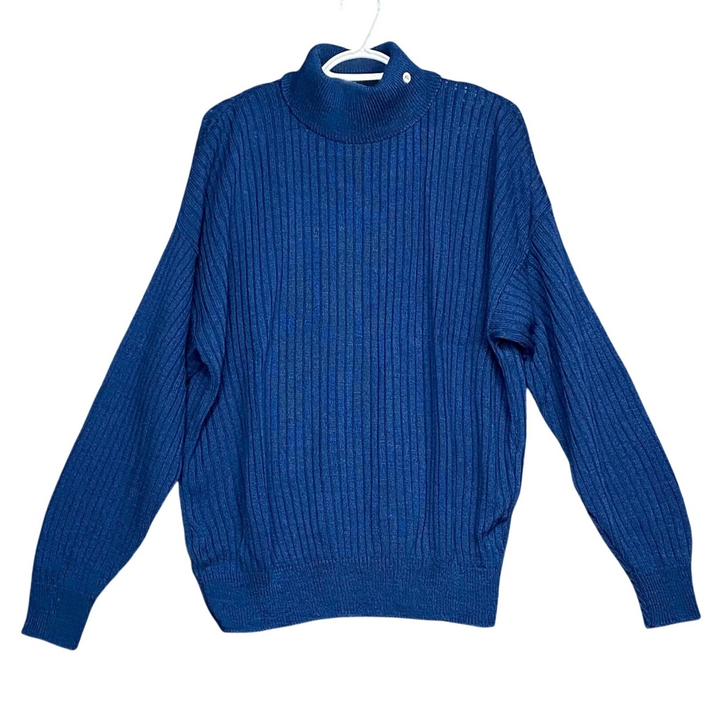 What's Next Women's Extra‎ Large Sweater Blue Acrylic Ribbed Mock Neck NEW